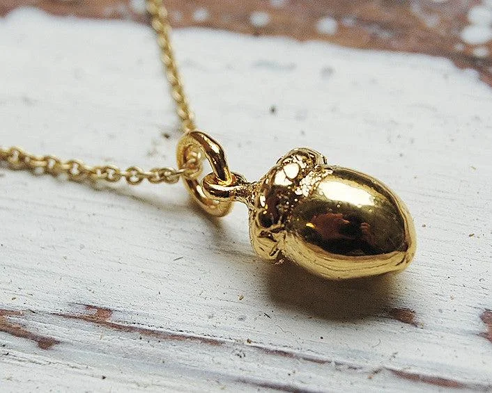 boho chic necklaces -'Acorn' necklace | 24k gold-plated