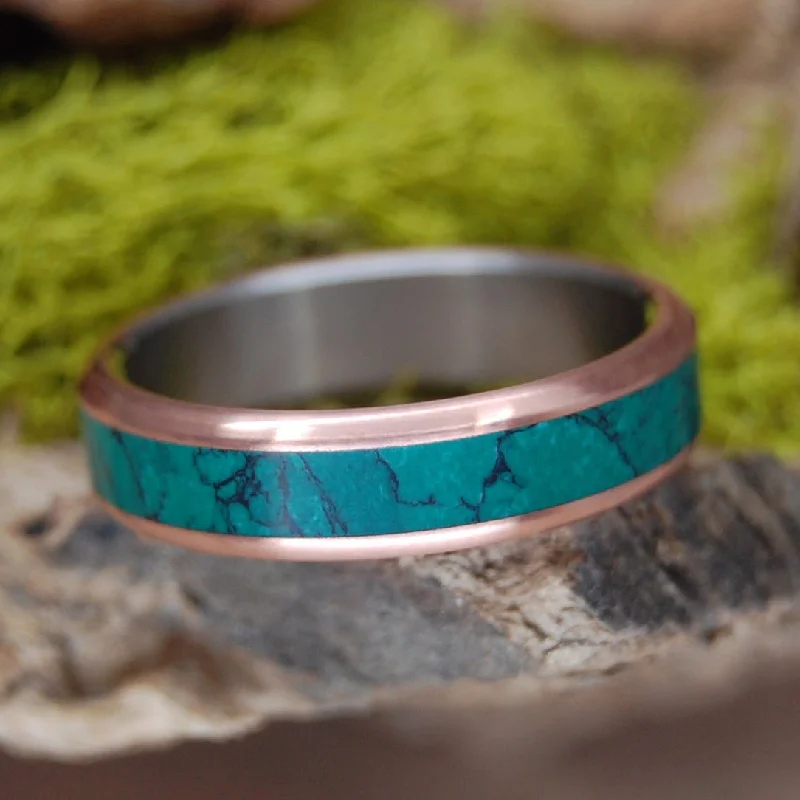 unique rings for women -Jade Sea | Men's Imperial Jade Stone, Copper & Titanium Wedding Ring