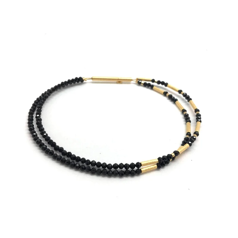 gold bangles for every occasion -Gold and Spinel Beaded Bracelet