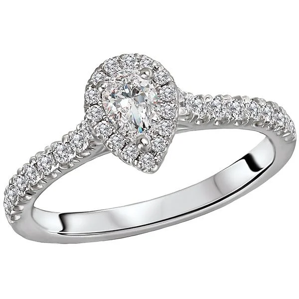 modern platinum engagement rings -Halo Diamond Semi-Mount Engagement Ring