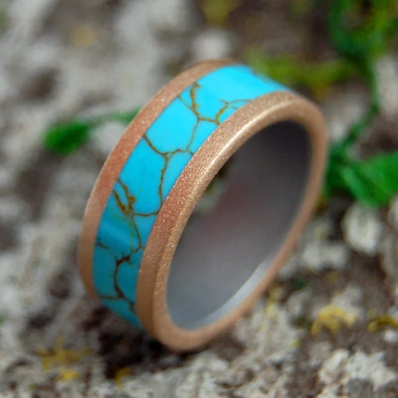 beautiful sapphire rings -Jahira Sparkles | Men's Bronze, Titanium & Turquoise Wedding Ring