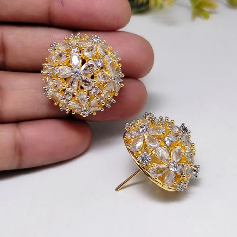 trendy ear jackets -Aamrapali American Diamond Stud Earrings