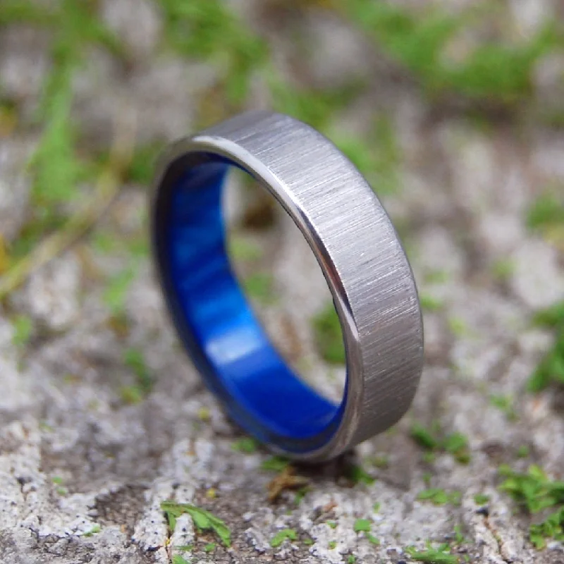 elegant gold rings -Princess With A Left Jab | Men's Blue Resin & Titanium Wedding Ring