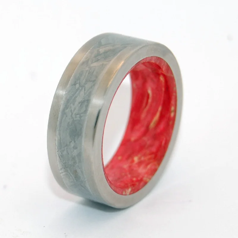 women’s promise rings -Red Star Supernova | Men's Meteorite, Wood & Titanium Wedding Ring