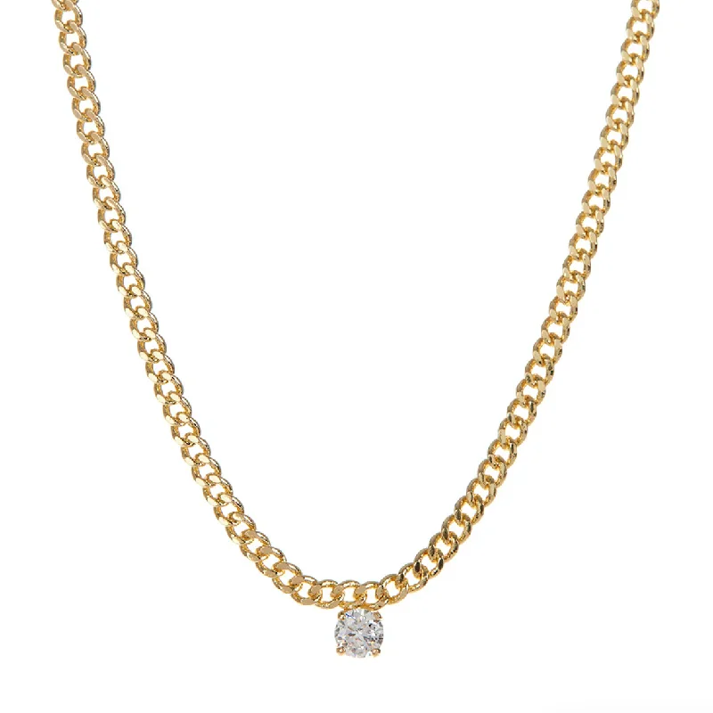 elegant crystal pendants for necklaces -Bardot Stud Charm Necklace in Gold