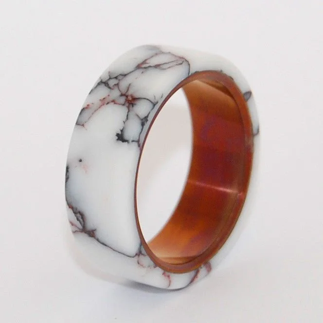 fashionable signet rings -Wild Horse Bronze | Men's Jasper Stone & Titanium Wedding Ring