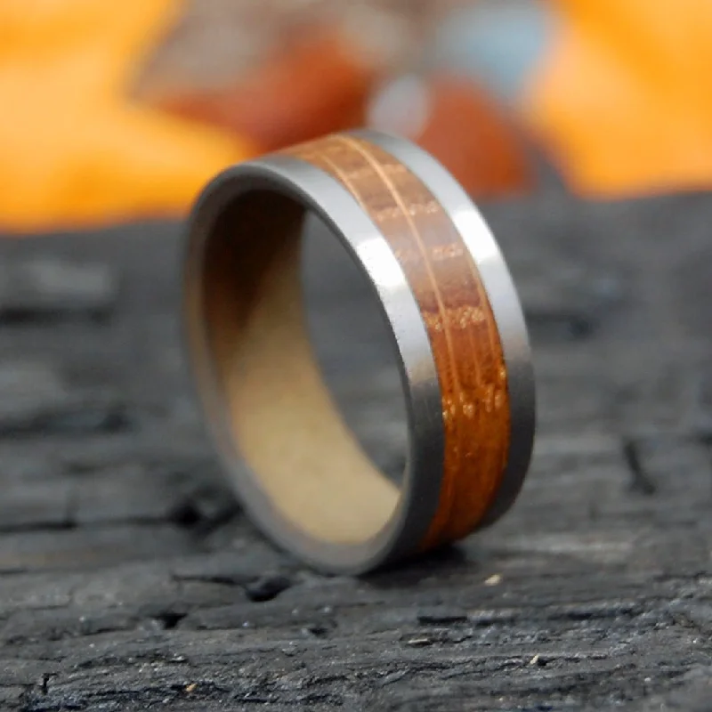 affordable promise rings -Ye Olde Bully Boy | Men's Whiskey Barrel Wood & Titanium Wedding Ring