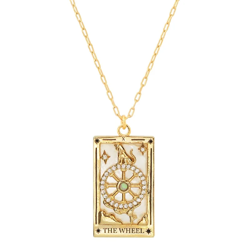 love heart necklaces for her -The Wheel Tarot Card Pendant Necklace