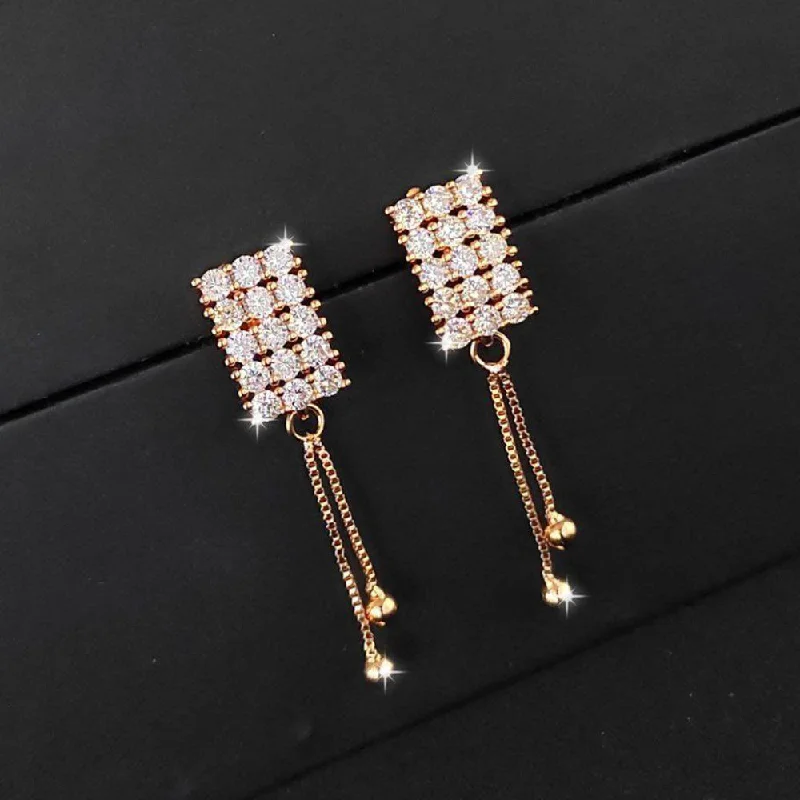 women’s engagement earrings -Aamrapali  Rose Gold  Plated AD Dangler Earrings