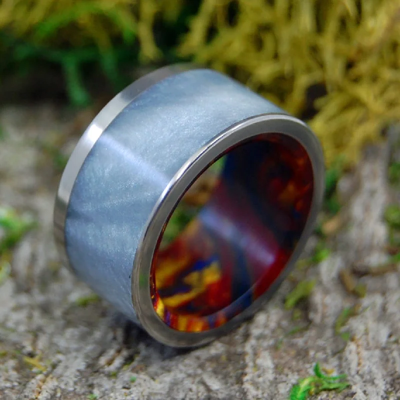 trendy gold rings -Fire Within | Men's Resin & Titanium Wedding Ring