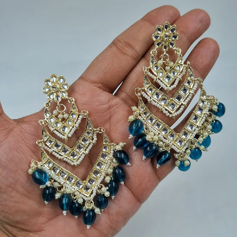 gemstone earrings -Gehana Mahal Gold Plated Kundan And Beads Dangler Earrings