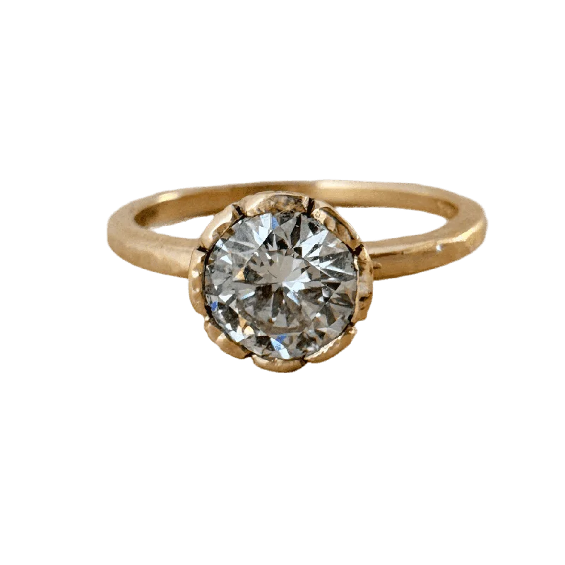 large stone engagement rings -Wild Flower Round Diamond Ring