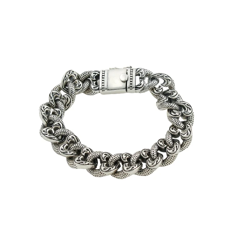 silver cuff bangles -Heart Shaped Curb Chain Bracelet