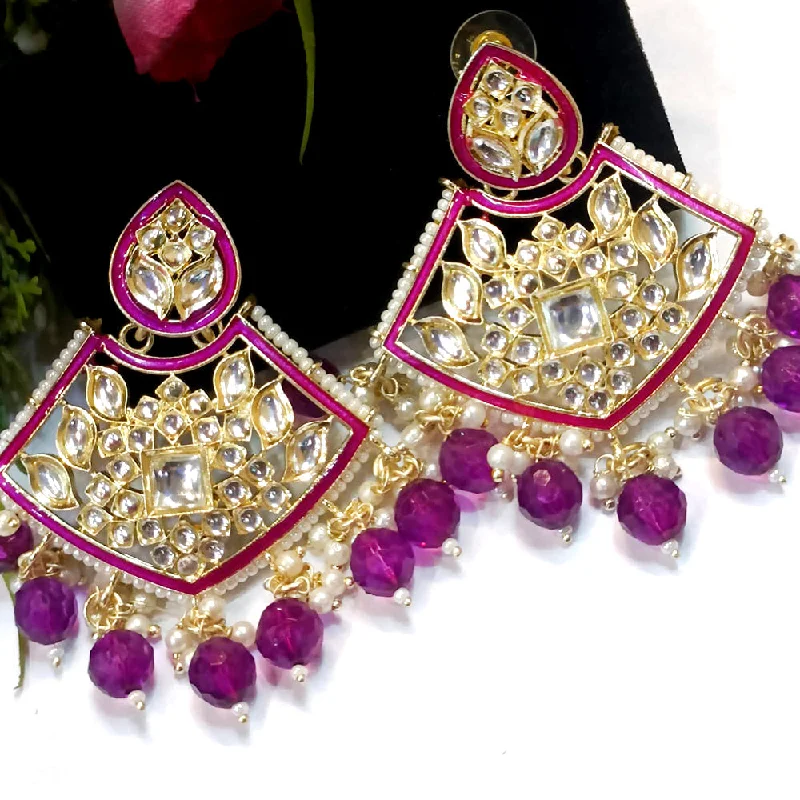 big statement earrings -Exotica Collection Gold Plated Kundan Dangler Earrings