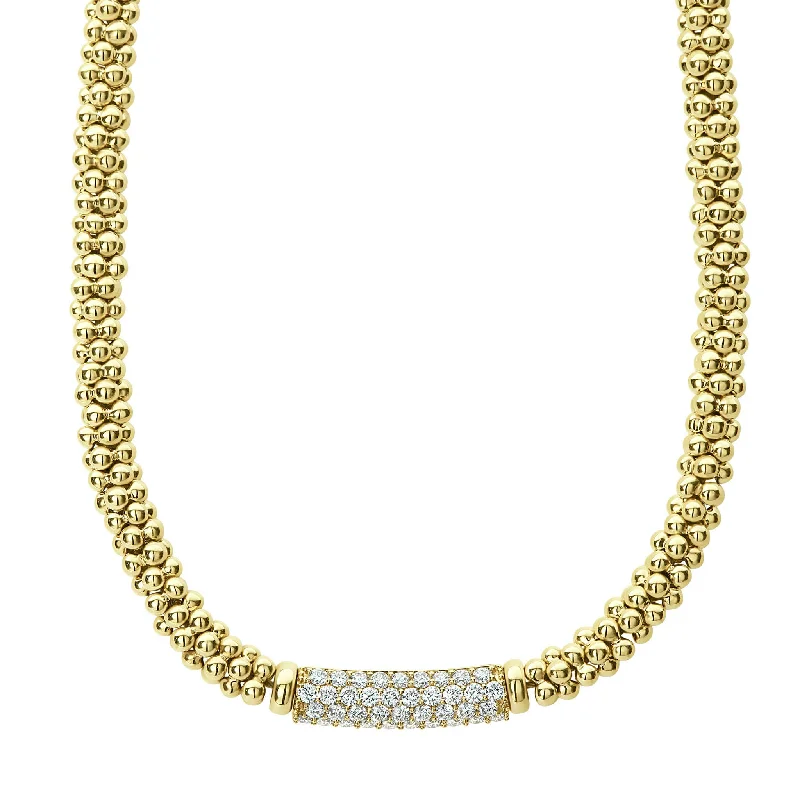 matching necklaces for couples -Caviar Gold Diamond Medium Station Caviar Necklace