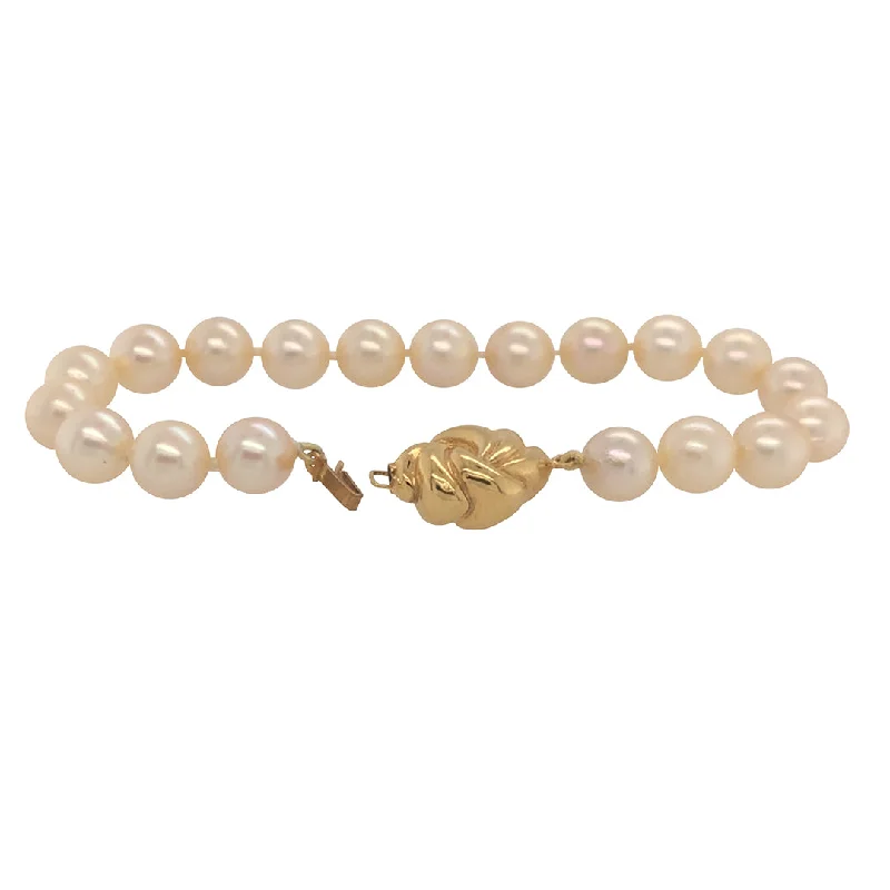 matching bracelets for couples -Pearl Bracelet with Gold Clasp