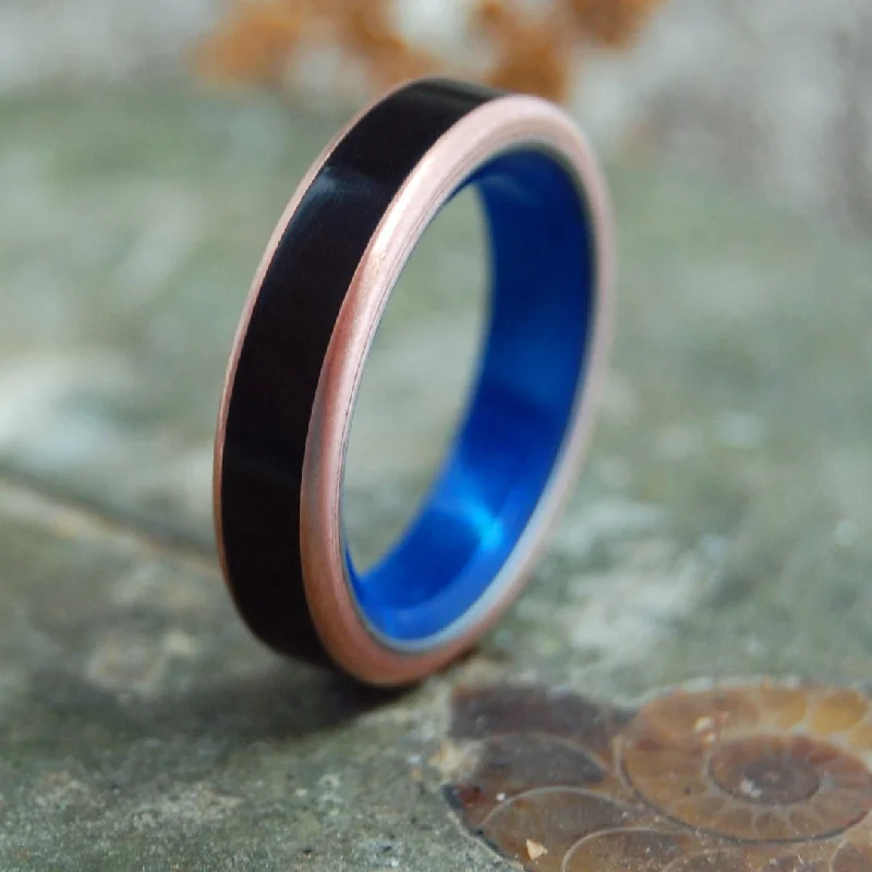 fashion forward rings -Marble In The Depths | Men's Onyx Stone, Copper & Titanium Wedding Ring