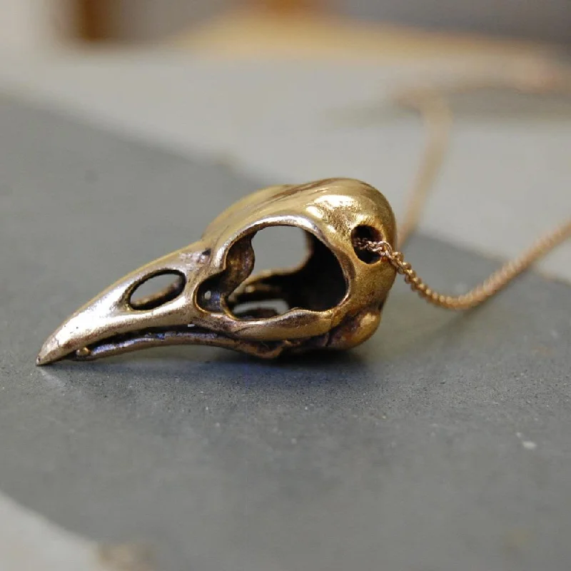 retro necklaces for women -'Bird skull' necklace | Bronze