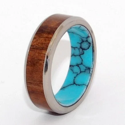 beautiful diamond rings -Let There Be | Men's Turquoise Stone, Hawaiian Koa Wood & Titanium Wedding Ring