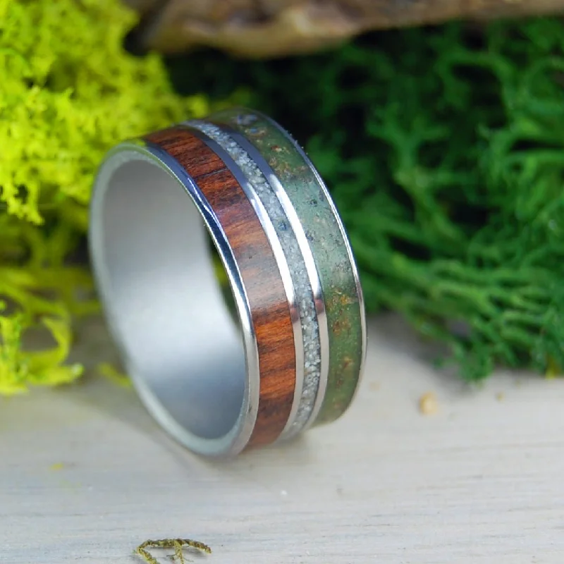 custom rings for women -High In Aruba I | Men's Marijuana, Snakewood, Beach Sand & Titanium Wedding Ring