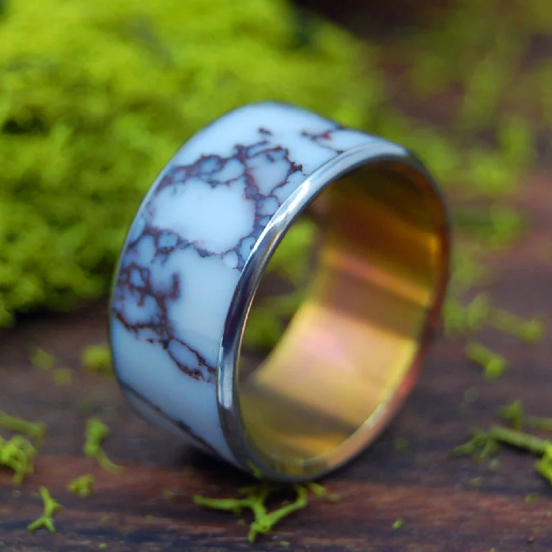 unique engagement ring designs -Wild Horse At Sunset | Men's Wild Horse Jasper Stone & Titanium Wedding Ring