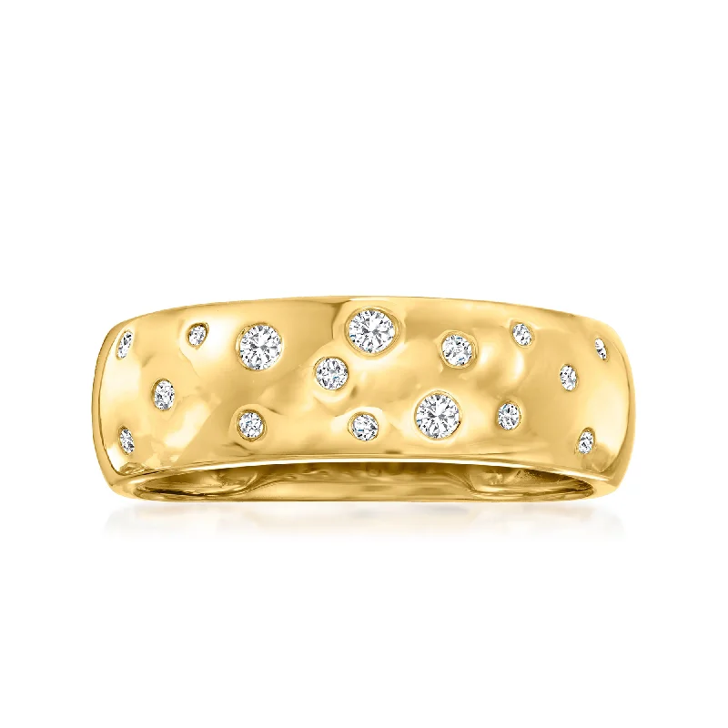 affordable gemstone engagement rings -Ross-Simons Scattered-Diamond Ring in 18kt Yellow Gold