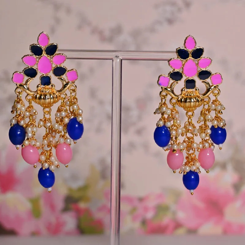 cute earrings for everyday wear -Shagna Gold Plated Beads And Pearl Dangler Earrings