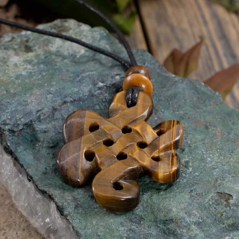 special occasion necklaces for women -Tiger's Eye | Sacred Symbols Celtic Knot Amulet