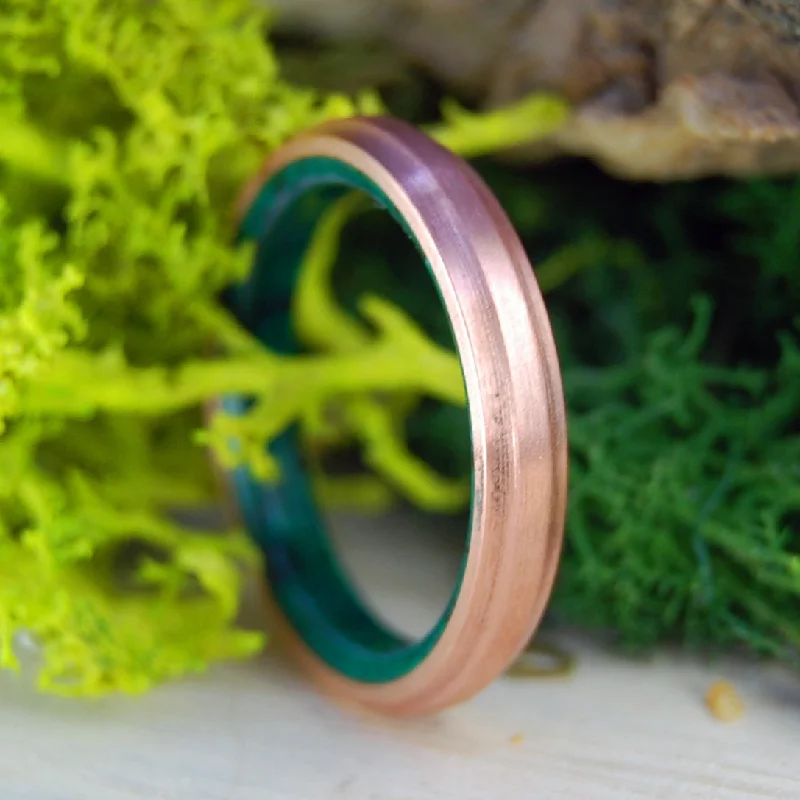 affordable wedding rings -Copper Moxie Thin | Men's Copper, Jade & Titanium Wedding Ring