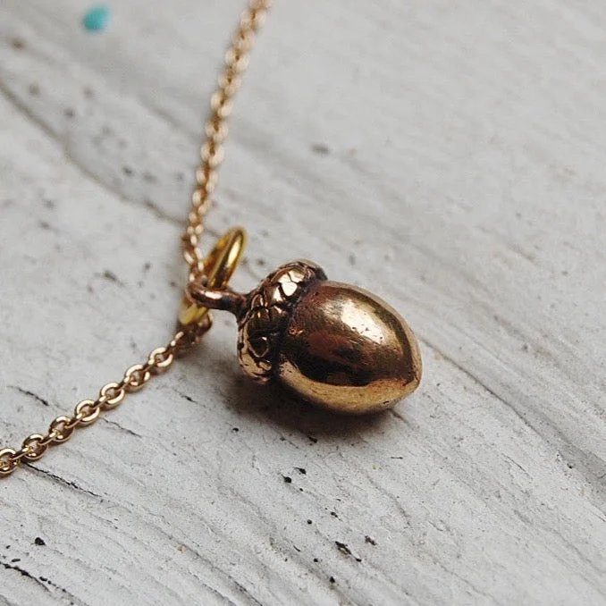 silver necklaces for women -'Acorn' necklace | bronze