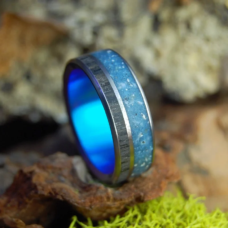 elegant ring designs for women -Your Personal Rocks Or Sand Blue | Men's Your Rocks, Sand, Irish Bog Oak & Titanium Wedding Ring