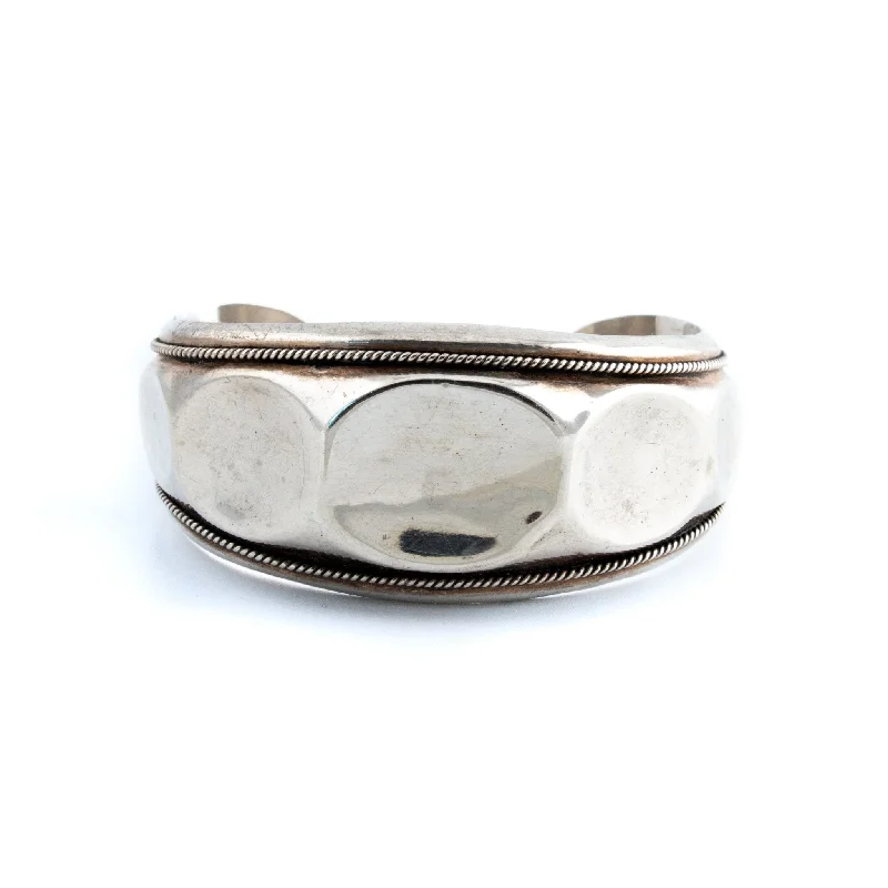 anniversary bangle bracelets -Paneled Taxco Silver Cuff