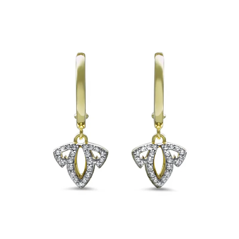 birthday gift earrings for women -Tiara Pavé Charm Hoop Earring - 18K Gold Vermeil + CZ Blanc