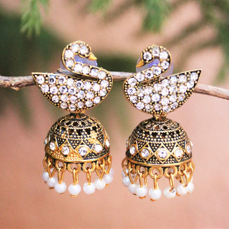 holiday earrings for women -H K Fashion Gold Plated  Austrian Stone Jhumki Earrings