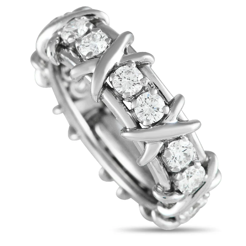 unique designer engagement rings -Tiffany & Co. Schlumberger Platinum 1.25ct Diamond Ring TI20-122024