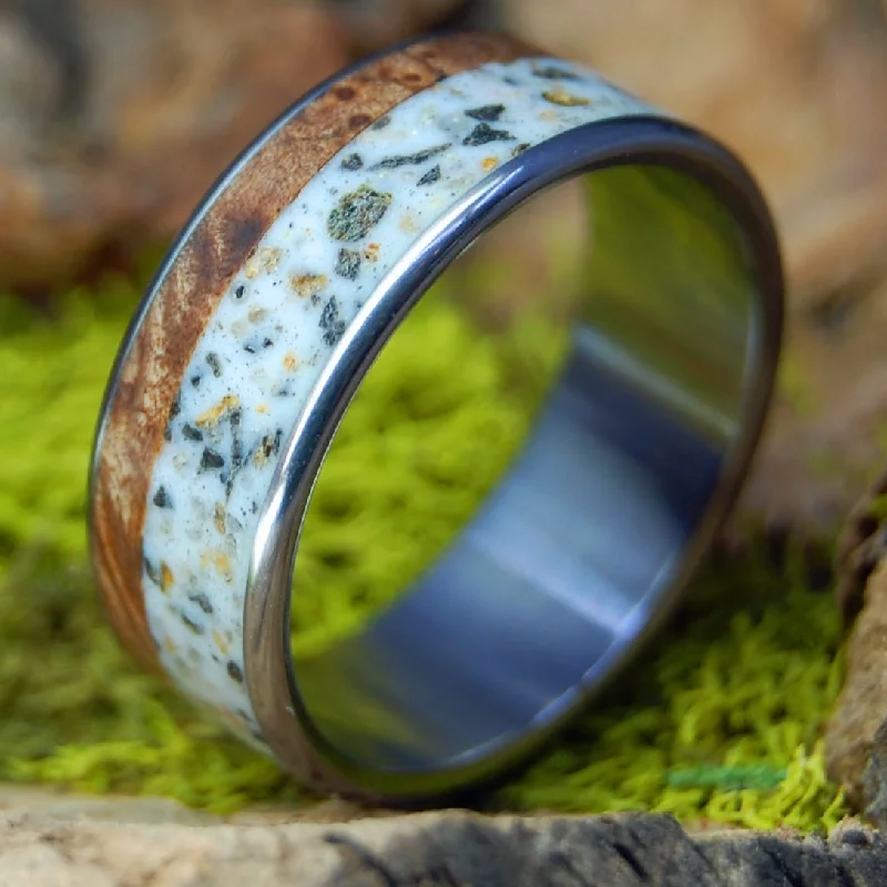 luxury engagement rings -Patagonia, Argentina | Men's Patagonia Stone, Maple & Titanium Wedding Ring