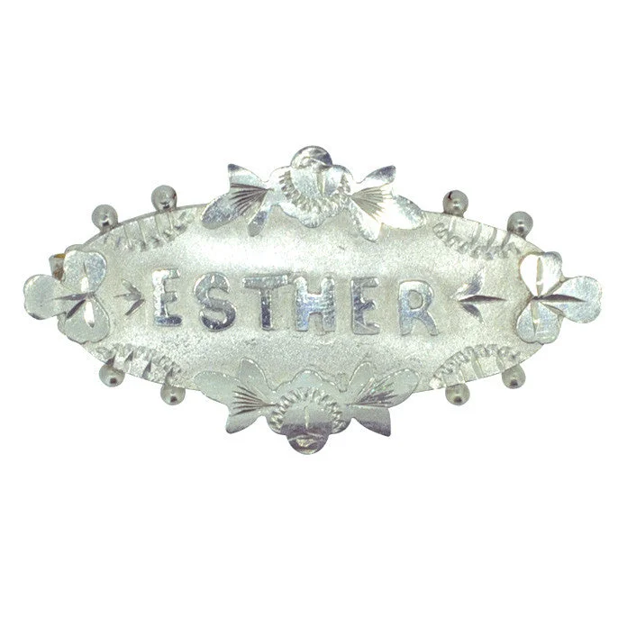 beautiful gemstone bangles -Esther Name Brooch