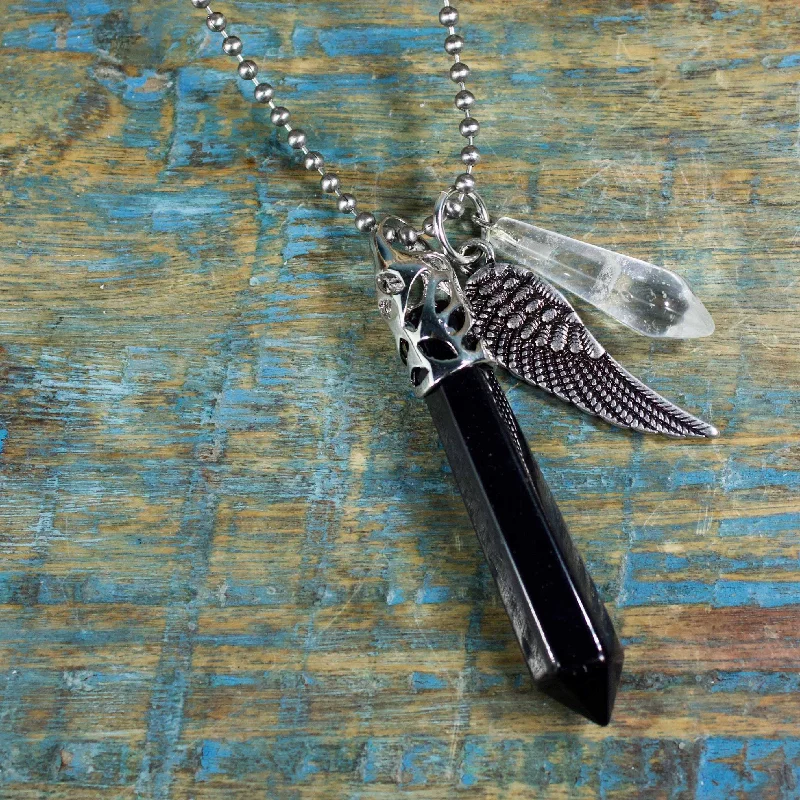 trendy necklaces for special occasions -Onyx Guardian Stones Necklace - Large Point