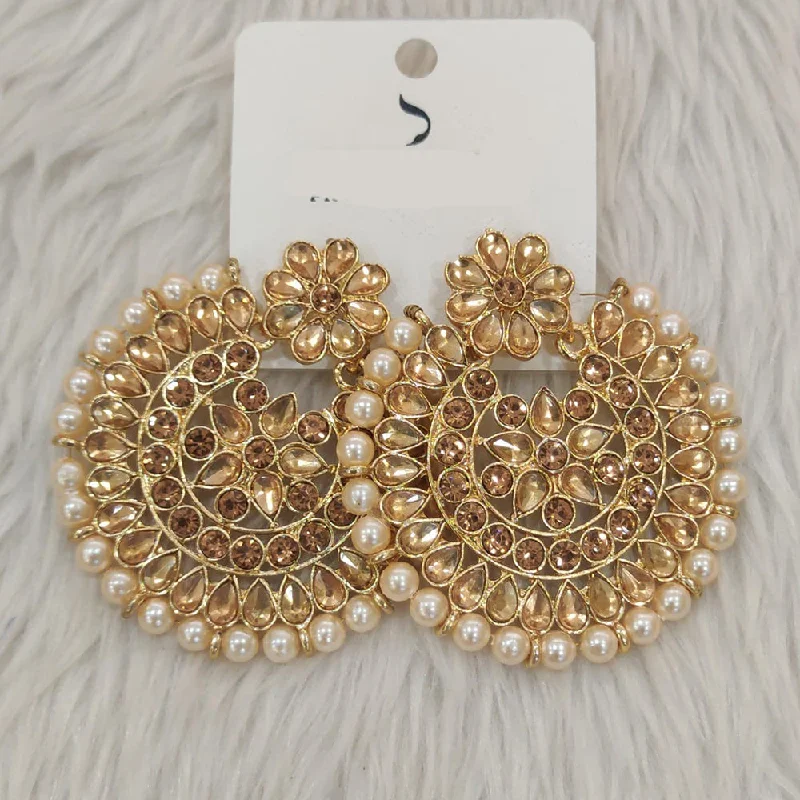 hoop earrings for women -Dhwani Gold Plated Crystal Stone Dangler Earrings