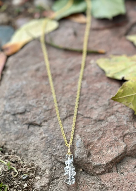 eco-friendly necklaces -Golden Herkimer Diamond Drop Necklace