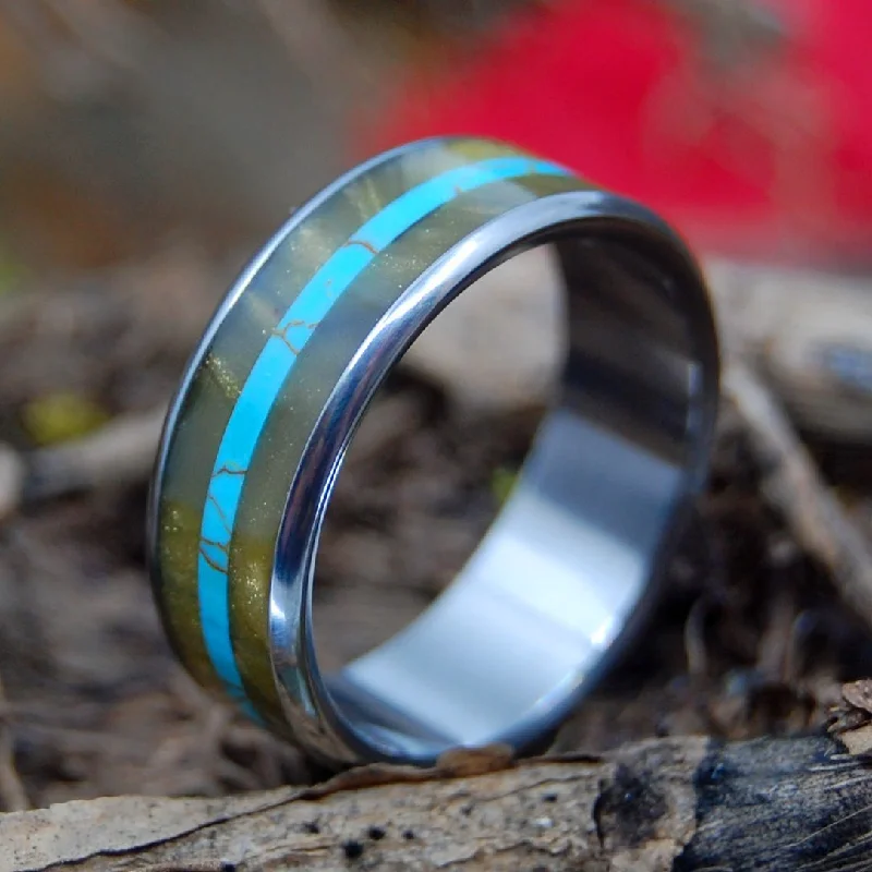 matching rings for couples -Tibetan Tiger | Men's Tiger Eye Stone, Tibetan Turquoise Stone & Titanium Wedding Ring