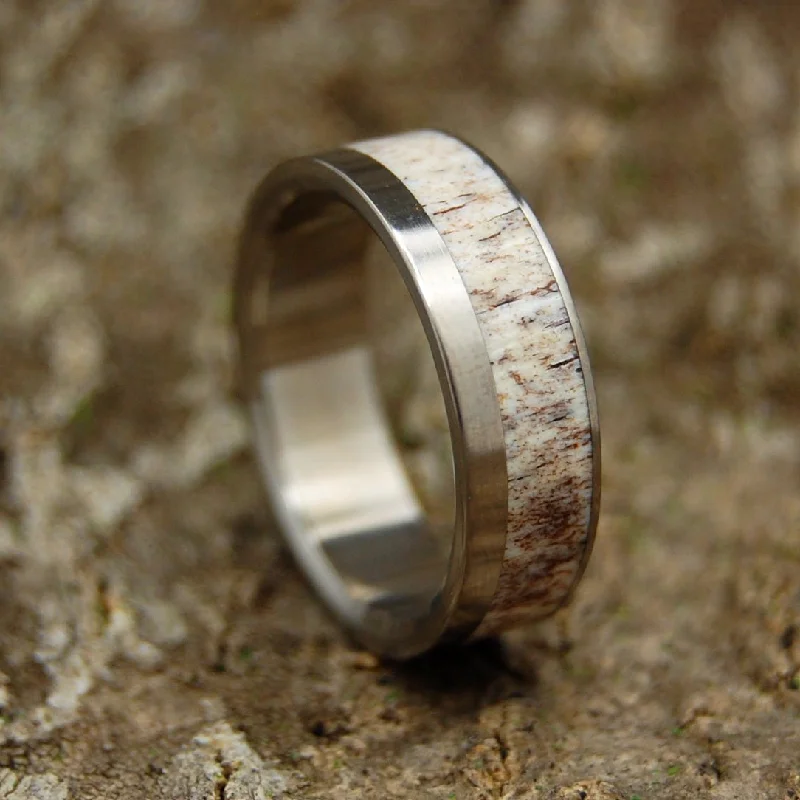 minimalist rings for women -Found Moose Antler | Men's Moose Antler & Titanium Wedding Ring