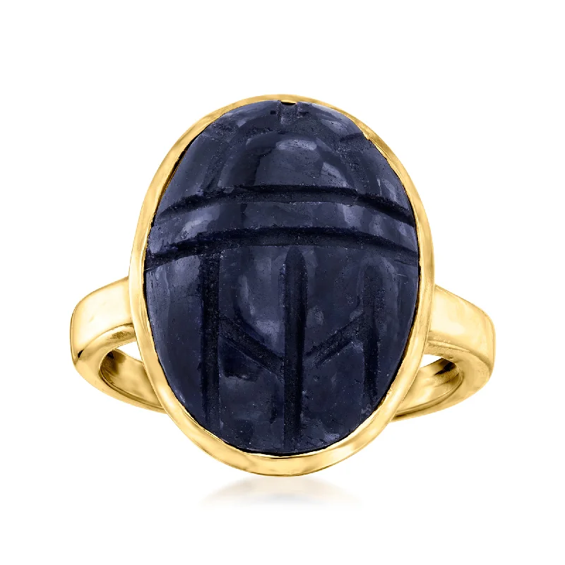 radiant cut engagement rings -Ross-Simons Sapphire Scarab Ring in 18kt Yellow Gold Over Sterling