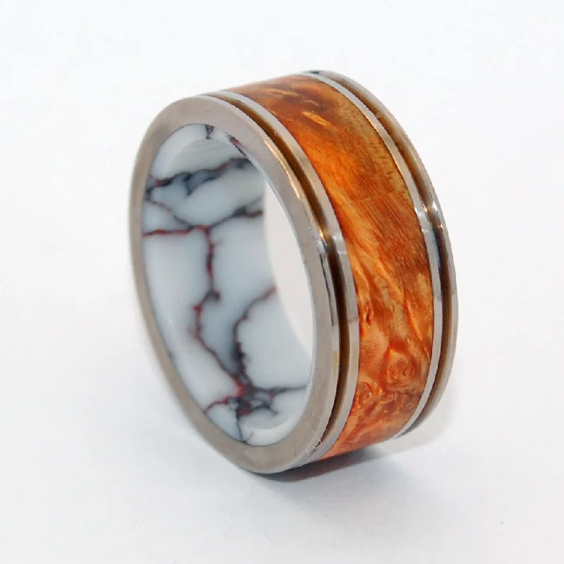 stackable gemstone rings -Marriage Material | Men's Wild Horse Jasper Stone, Box Elder Wood & Titanium Wedding Ring