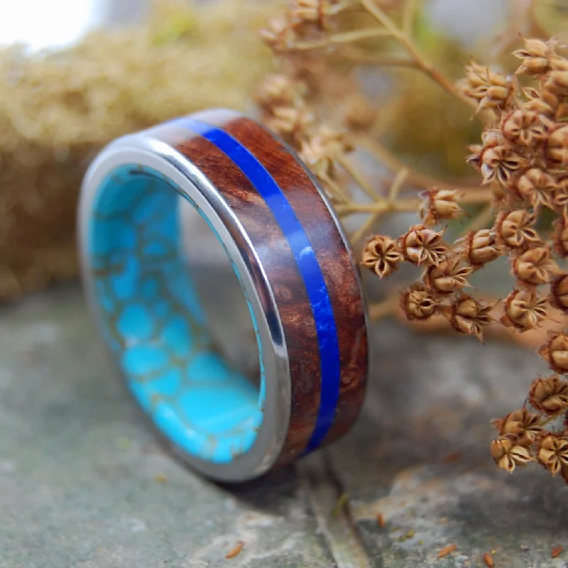 silver engagement rings for women -Eternity Arrives | Men's Turquoise, Redwood & Titanium Wedding Ring