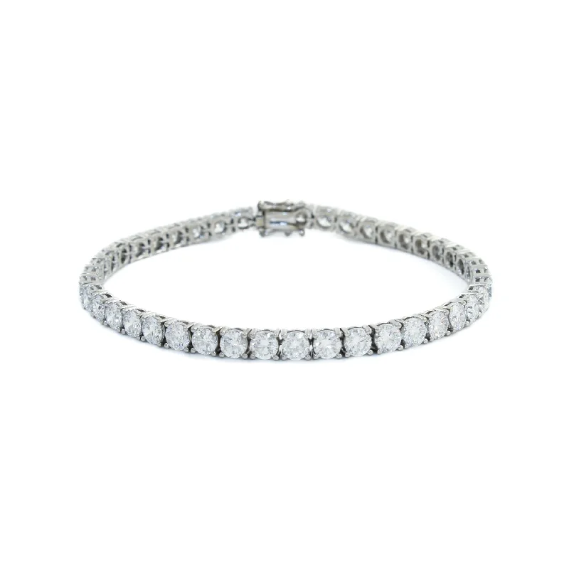 adjustable bracelets for women -14K White Gold Rose-Cut Diamond Tennis Bracelet