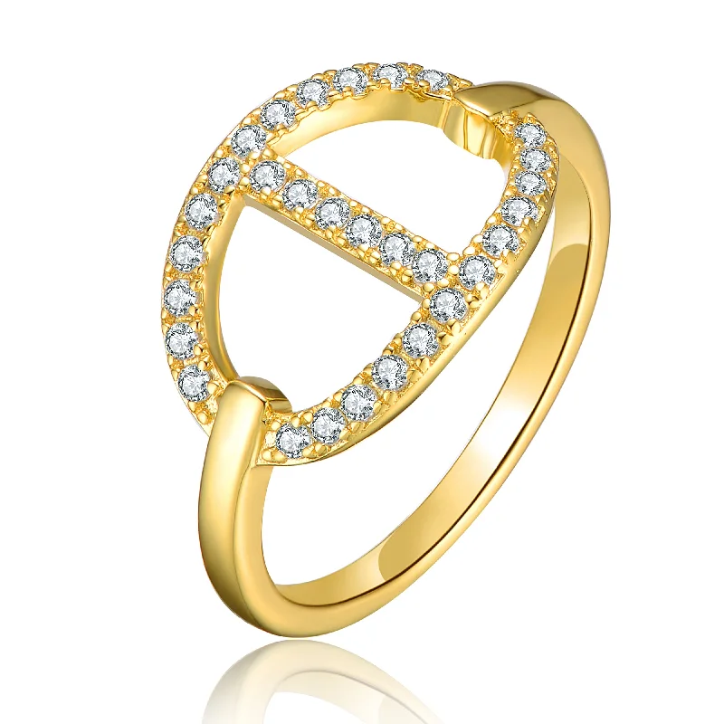 best engagement rings for women -Rachel Glauber 14k Gold Plated Cubic Zirconia ModernRing