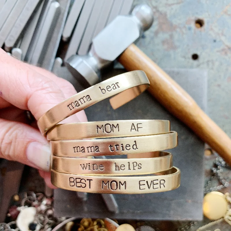 luxury bangles for women -Hand-Stamped Mom Cuff Bracelets – Perfect Gift for Moms and Pet Moms