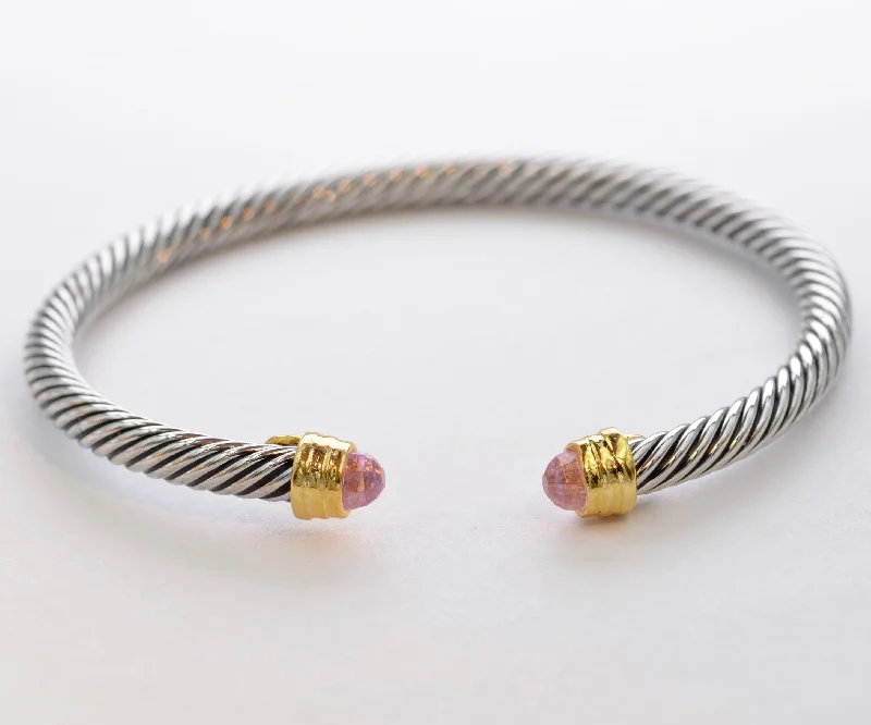 festive bangle bracelets -Bangle with Faceted Pink Stone