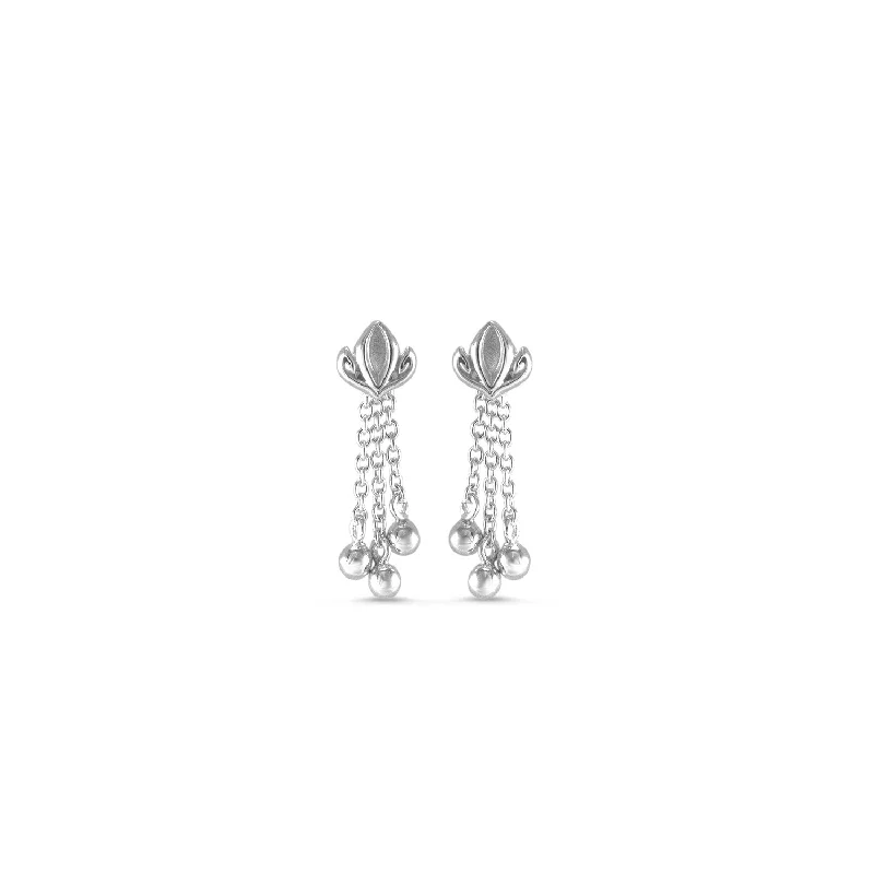 elegant gold drop earrings -Dual Tassel Earring Short - Sterling Silver